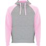 Badet unisex two-tone hoodie, Heather grey, Light pink
