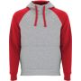 Badet unisex two-tone hoodie, Heather grey, Red