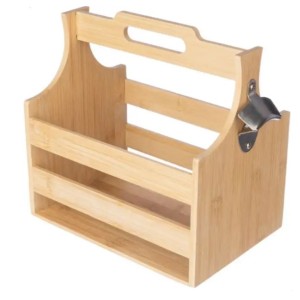 Bamboo bottle holder Hans, brown (Wood kitchen equipments)