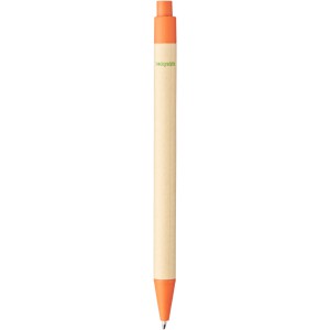Berk recycled carton and corn plastic ballpoint pen, Orange (Wooden, bamboo, carton pen)