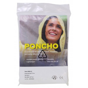 Bio-degradable PE poncho Elisha, neutral (Raincoats)