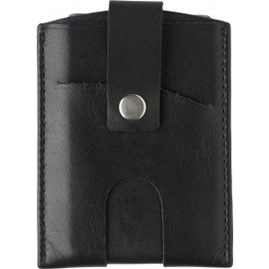 Split leather RFID credit card wallet, black