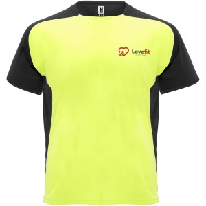 Bugatti short sleeve kids sports t-shirt, Fluor Yellow, Solid black (T-shirt, mixed fiber, synthetic)