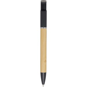 Delfina phone holder pen, Solid black (Wooden, bamboo, carton pen)