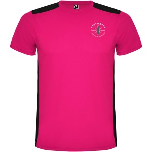 Detroit short sleeve kids sports t-shirt, Fuchsia, Solid black (T-shirt, mixed fiber, synthetic)