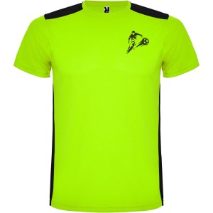 Detroit short sleeve kids sports t-shirt, Lime, Solid black (T-shirt, mixed fiber, synthetic)
