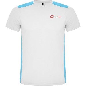 Detroit short sleeve kids sports t-shirt, White, Turquois (T-shirt, mixed fiber, synthetic)