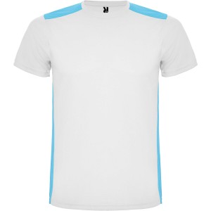 Detroit short sleeve unisex sports t-shirt, White, Turquois (T-shirt, mixed fiber, synthetic)