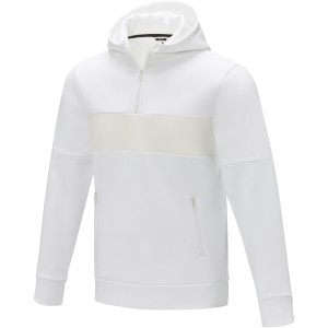 Elevate Sayan men's half zip anorak hooded sweater, White