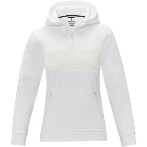 Elevate Sayan women's half zip anorak hooded sweater, White (Pullovers)
