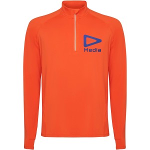 Estambul long sleeve men's half zip sweatshirt, Fire orange (Pullovers)