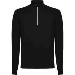 Estambul long sleeve men's half zip sweatshirt, Solid black (Pullovers)