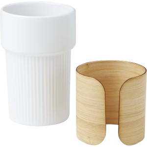 Fika 340 ml tumbler with bamboo sleeve, White (Glasses)