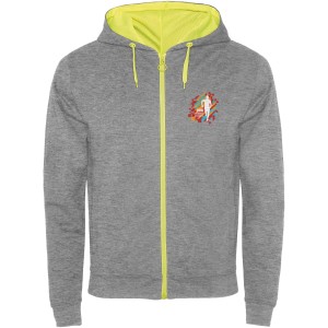 Fuji unisex sweat jacket, Heather grey, Fluor Yellow (Pullovers)