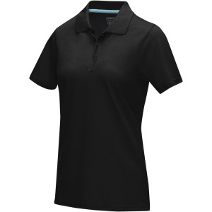 Graphite short sleeve women's  organic polo, Solid black (Polo shirt, 90-100% cotton)
