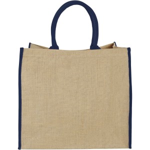 Harry large tote bag made from jute, Natural,Navy (cotton bag)
