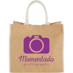 Harry large tote bag made from jute, Natural,White (cotton bag)