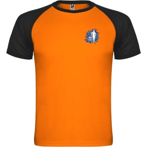 Indianapolis short sleeve unisex sports t-shirt, Fluor Orange, Solid black (T-shirt, mixed fiber, synthetic)