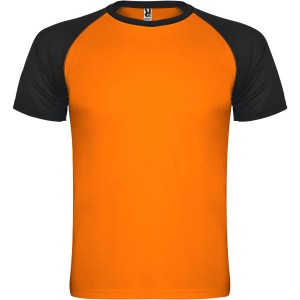 Indianapolis short sleeve unisex sports t-shirt, Fluor Orange, Solid black (T-shirt, mixed fiber, synthetic)