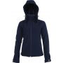 LADIES' DETACHABLE HOODED SOFTSHELL JACKET, Navy