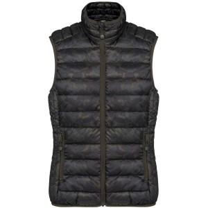 LADIES' LIGHTWEIGHT SLEEVELESS FAKE DOWN JACKET, Jungle Camo (Vests)