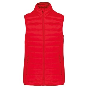 LADIES' LIGHTWEIGHT SLEEVELESS FAKE DOWN JACKET, Red (Vests)