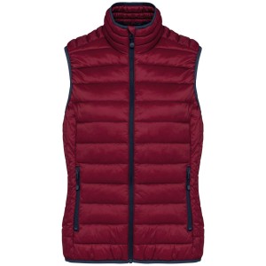 LADIES' LIGHTWEIGHT SLEEVELESS FAKE DOWN JACKET, Wine (Vests)