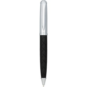 Leathered ballpoint pen, solid black,Silver (Metallic pen)