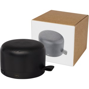 Loop 5W recycled plastic Bluetooth speaker, Solid black, 8 x
