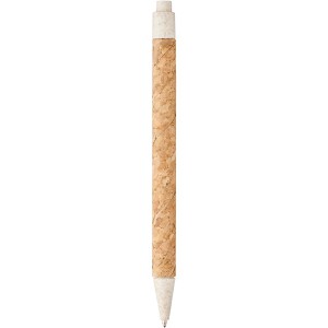 Midar cork and wheat straw ballpoint pen, Cream (Wooden, bamboo, carton pen)
