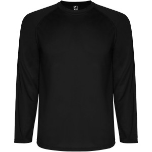 Montecarlo long sleeve men's sports t-shirt, Solid black (T-shirt, mixed fiber, synthetic)