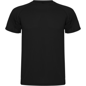 Montecarlo short sleeve kids sports t-shirt, Solid black (T-shirt, mixed fiber, synthetic)