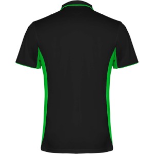 Montmelo short sleeve unisex sports polo, Solid black, Lime (T-shirt, mixed fiber, synthetic)