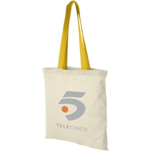Nevada 100 g/m2 cotton tote bag with coloured handles, Natur (cotton bag)