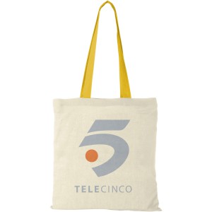Nevada 100 g/m2 cotton tote bag with coloured handles, Natur (cotton bag)