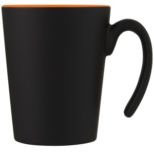 Oli 360 ml ceramic mug with handle, Orange, Solid black (Mugs)