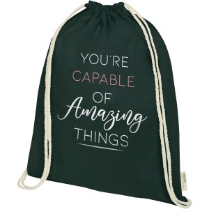 Orissa 100 g/m2  organic cotton drawstring backpack 5L, Dark green (Backpacks)