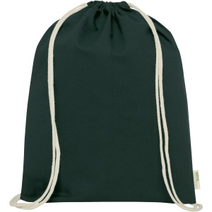 Orissa 100 g/m2  organic cotton drawstring backpack 5L, Dark green (Backpacks)