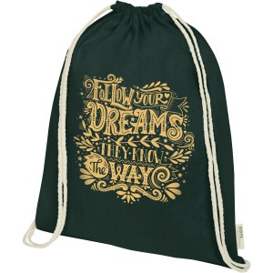 Orissa 140 g/m2  organic cotton drawstring backpack 5L, Dark green (Backpacks)