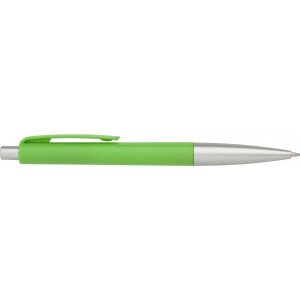 Plastic ballpen with blue ink., lime (Plastic pen)