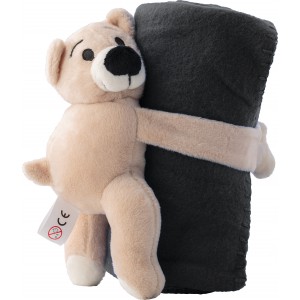 Plush toy bear with fleece blanket Owen, black