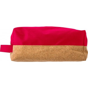 Polyester and cork toilet bag Lynn, red (Cosmetic bags)