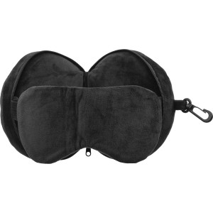 Polytester travel pillow Leontine, black (Travel items)