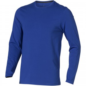 Ponoka long sleeve men's organic t-shirt, Blue (Long-sleeved shirt)