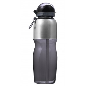 PS and stainless steel bottle Emberly, black (Sport bottles)