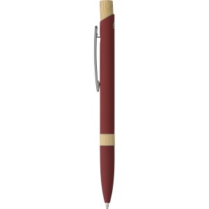 Recycled aluminium ballpen Calandra, burgundy (Metallic pen)