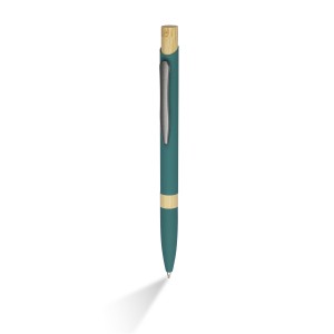 Recycled aluminium ballpen Calandra, green (Metallic pen)