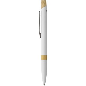 Recycled aluminium ballpen Calandra, white (Metallic pen)