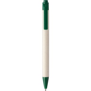 Recycled milk carton ballpen Heike, green (Wooden, bamboo, carton pen)