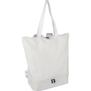 Recycled polycotton (330 gsm) tote backpack Osric, beige (Shopping bags)